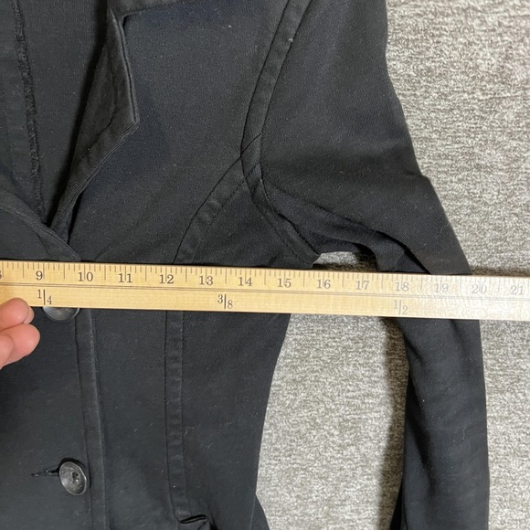 James Perse Blazer Jacket Womens 1 Black Double Breasted Lightweight Cotton - Picture 4 of 8